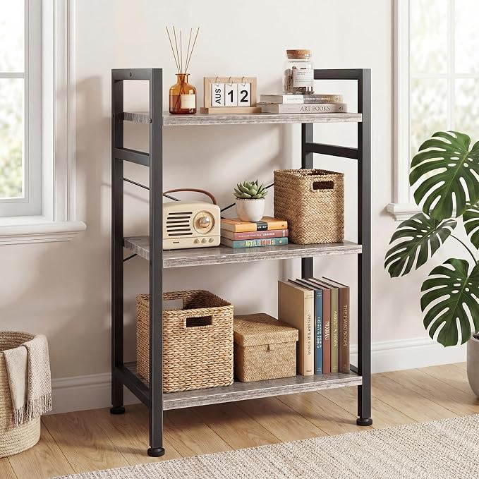 DUMOS 3 Tiers Bookshelf, Classical Book Shelf, Tall Display Shelves in Living - Image 2