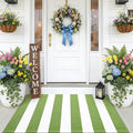 OLANLY Green and White Striped Rug 2'4" x 3'7" – Washable Cotton Indoor Outdoor by OLANLY