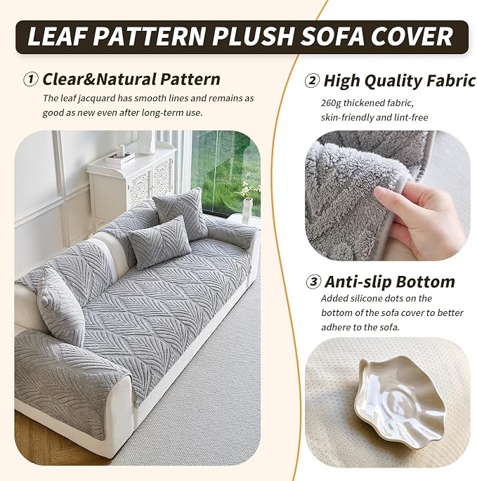Sectional Couch Cover, Non-Slip Sofa Cover Plush Warm, Funny Fuzzy Pet Couch - Image 3