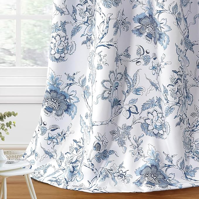 H.VERSAILTEX Blackout Curtains 96 Inch Length 2 Panels Set Floral Print Curtain by HVERSAILTEX
