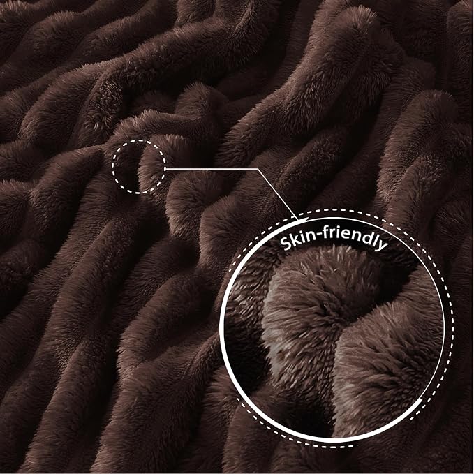 Exclusivo Mezcla Queen Size Flannel Fleece Blanket, Super Soft Striped Jacquard - Image 5
