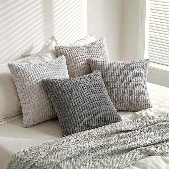 Fancy Homi Set of 4 Grey and White Decorative Throw Pillow Covers 12x12 Inch - Image 8