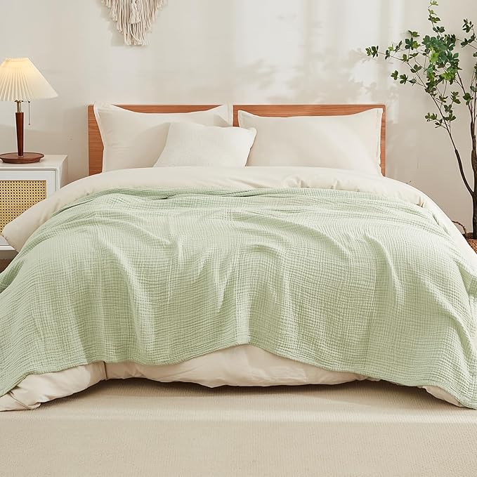 EMME Cotton Muslin King Blanket Bed Layering Breathable Gauze Blanket Soft by EMME