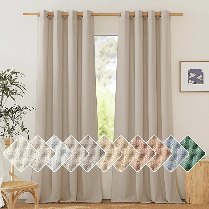 NICETOWN Thick Linen Blend 108 inches Long Curtains, Grommet Bedroom Window by NICETOWN