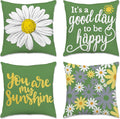 Hexagram Spring Summer Pillow Covers 18x18 Set of 4, Outdoor Floral Daisy by Hexagram
