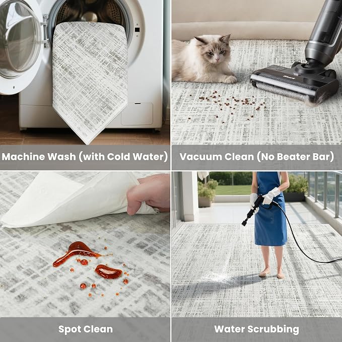 10x14 Area Rugs for Living Room Washable Rug: Anti-Skid Abstract Modern Living - Image 5