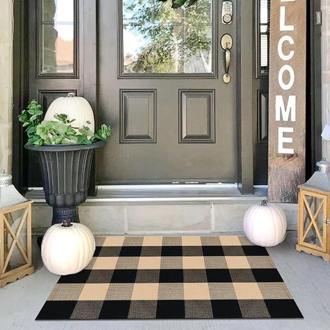 IOHOUZE Buffalo Plaid Checkered Rug 2x3 Ft Front Door Mats, Washable Area Rugs by iOhouze