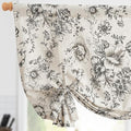 jinchan Tie Up Curtain Double Layer Linen Roman Shades Valance Curtain Floral by JINCHAN