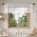 Rinwoc White Lace Semi-Sheer Valance Cafe Curtains – Vintage Floral Lace Tiers by Rinwoc