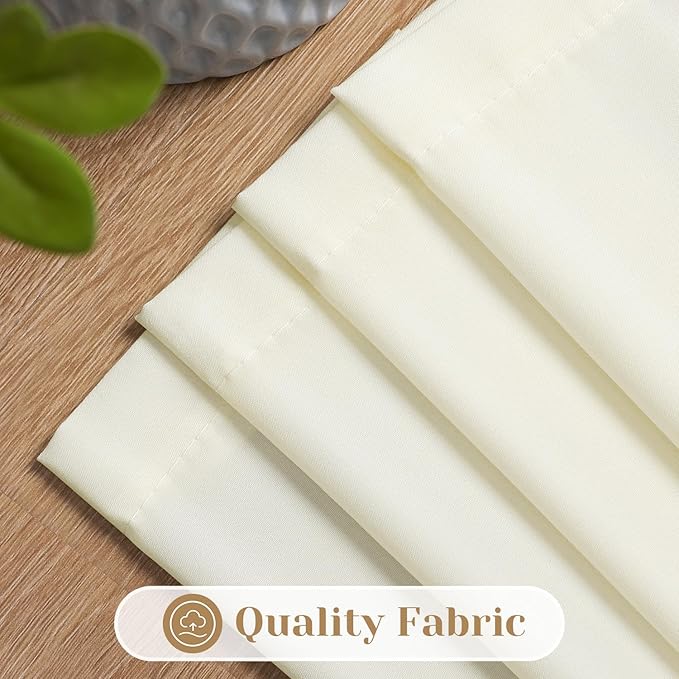 HOMEIDEAS Non-See-Through Cream Yellow Privacy Sheer Curtains, 52 X 45 Inches - Image 4