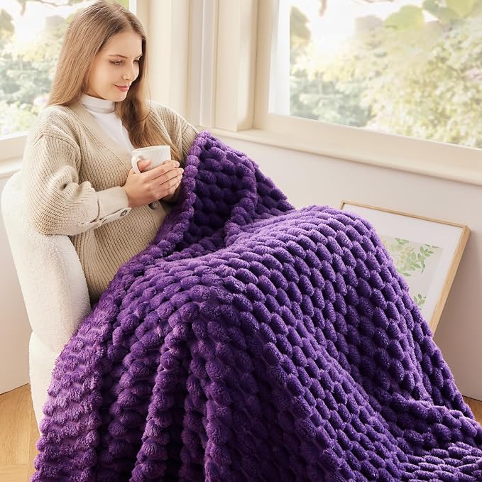 NEWCOSPLAY Super Soft Queen Blanket Purple Premium Silky Flannel Fleece 3D - Image 8