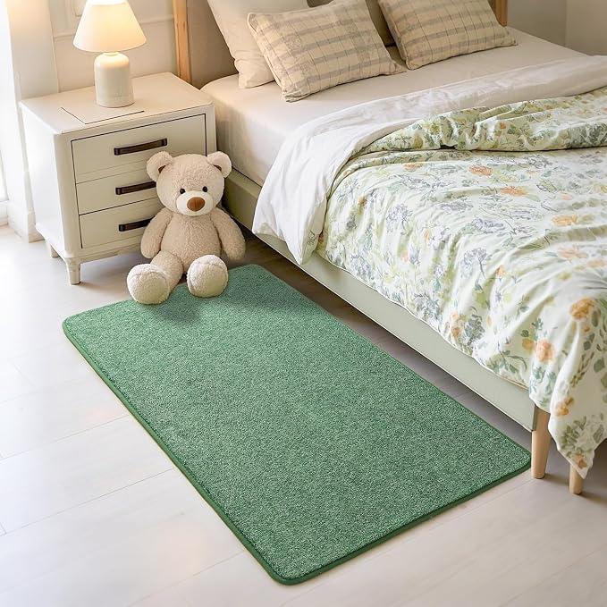 Keeko 2x4 Green Runner Rug, Indoor Bedroom Hallway Entryway Small Area Rugs Non - Image 2