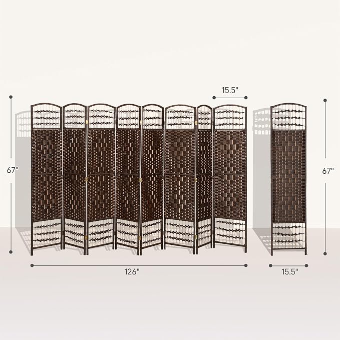 HOMCOM 8 Panel Room Divider, Folding Privacy Screen, 5.6' Room Separator - Image 7