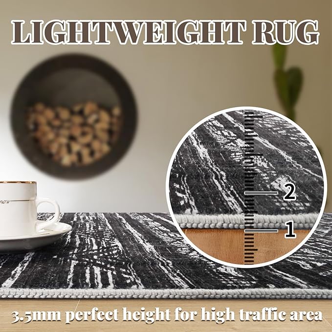 4x5 Washable Entryway Area Rug: Modern Moroccan Runner Rugs Indoor Soft Non - Image 5