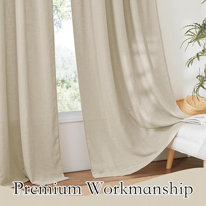 RYB HOME Semi Sheer Curtains for Bedroom, Airy Solid Sheer Window Curtain - Image 5