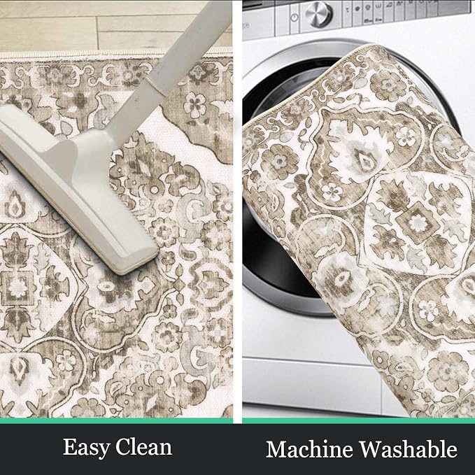 HEBE Farmhouse Kitchen Rugs Sets of 3 Non Slip Washable Boho Kitchen Rugs and - Image 4