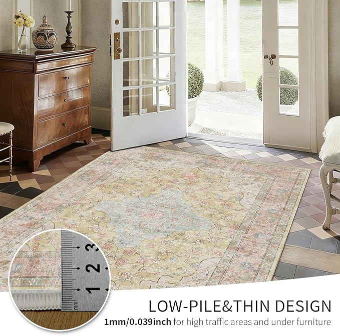 4x6 Area Rugs for Living Room, Small Washable Orange Rugs, Entryway Non Slip Rug - Image 7