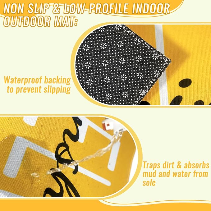 Hello Sunshine Door Mat Summer Doormat 17 X 29 Inch Yellow Doormat Decorative - Image 4