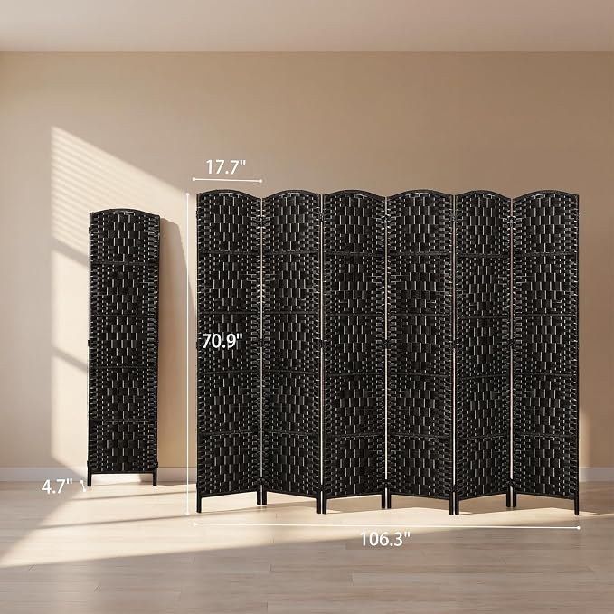 HOMCOM Room Divider 6 Panel, 6FT Tall Folding Privacy Screen, Freestanding - Image 7