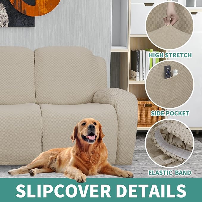 YEMYHOM 4 Pieces Oversized Stretch Recliner Slipcover Latest Jacquard Large - Image 4