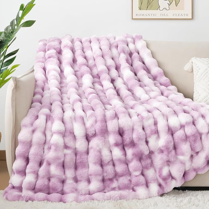 Touchat Luxury 1000GSM Faux Rabbit Fur Throw Blanket - Image 5