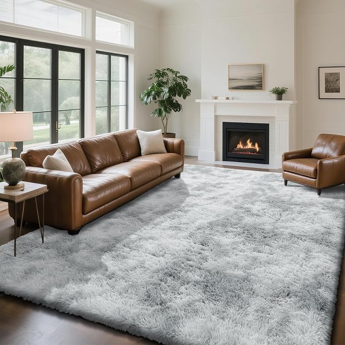 yongyangjuxin Fluffy Rug Shaggy Area Rug, Mottling Grey 6x9 Area Rugs by Yongyangjuxi