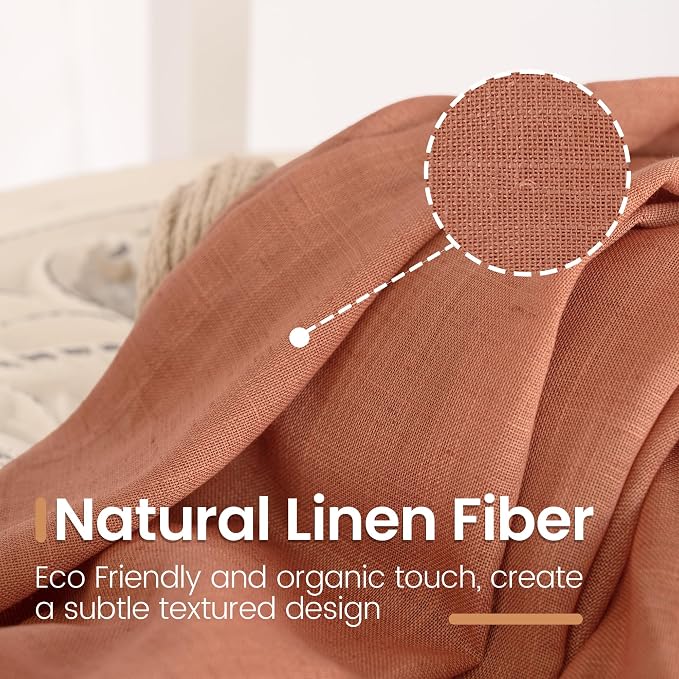 BGment Terracotta Linen Curtains 90 Inch Length - Image 3