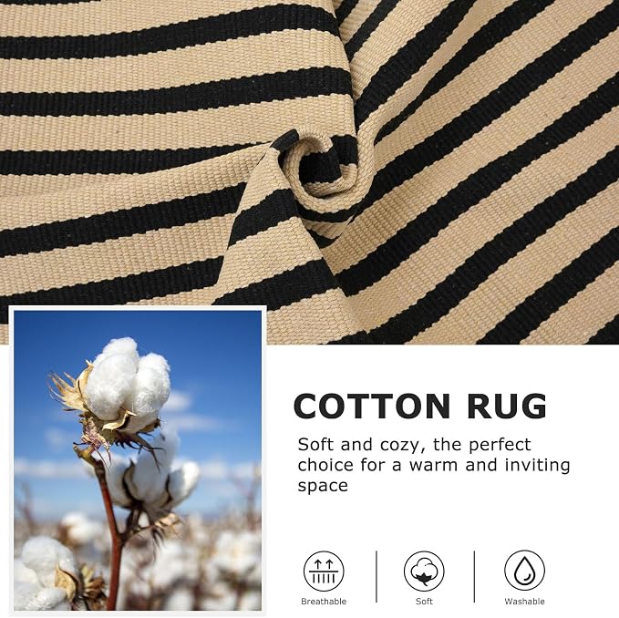 IOHOUZE Striped Area Rug 4'x6' Front Door Rugs Washable Area Rug - Image 6