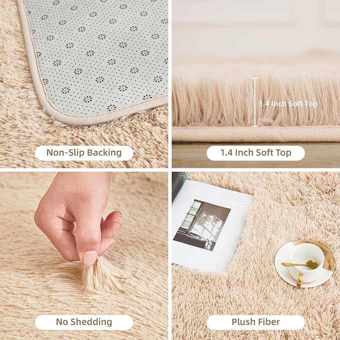 Litanika 3x5 Shag Area Rug for Living Room Bedroom, Non-Shedding Modern Indoor - Image 5