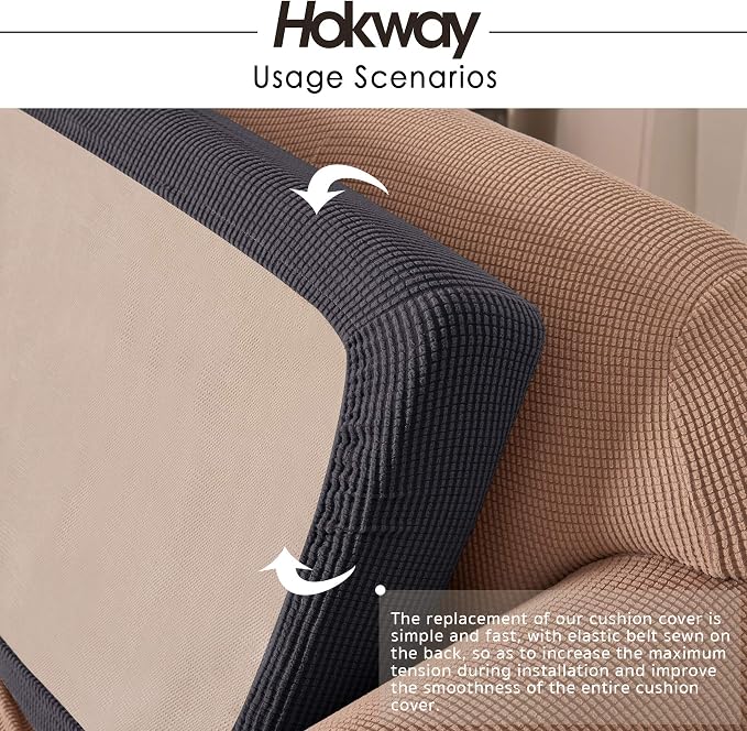 Hokway Stretch Couch Cushion Slipcovers Reversible Cushion Replacement - Image 5