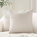 Topfinel 24x24 inches Pillow Covers Set of 2 Cream White Corduroy Decorative by Topfinel