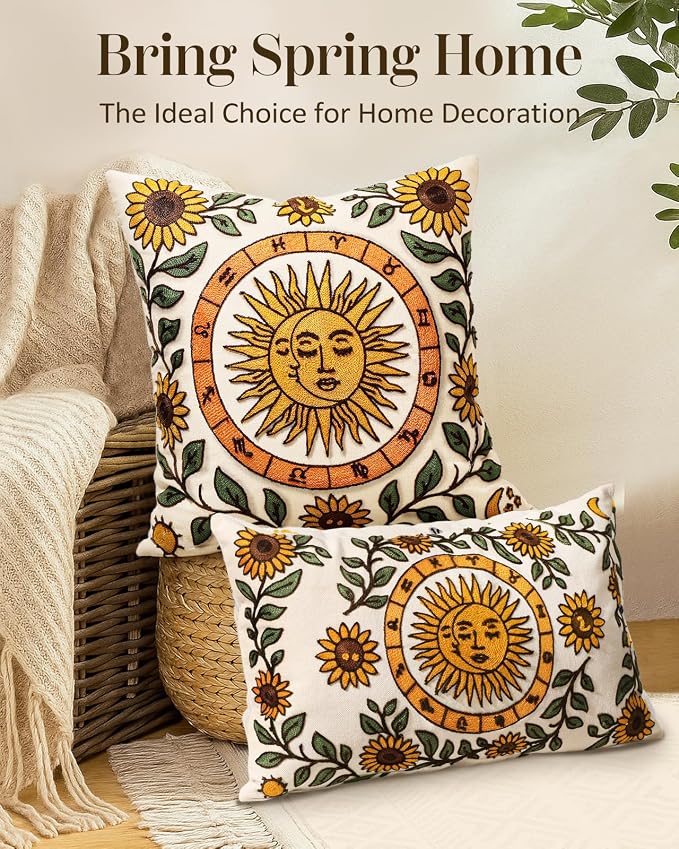 Embroidered Throw Pillow Cover 20x20 Inch - Image 5