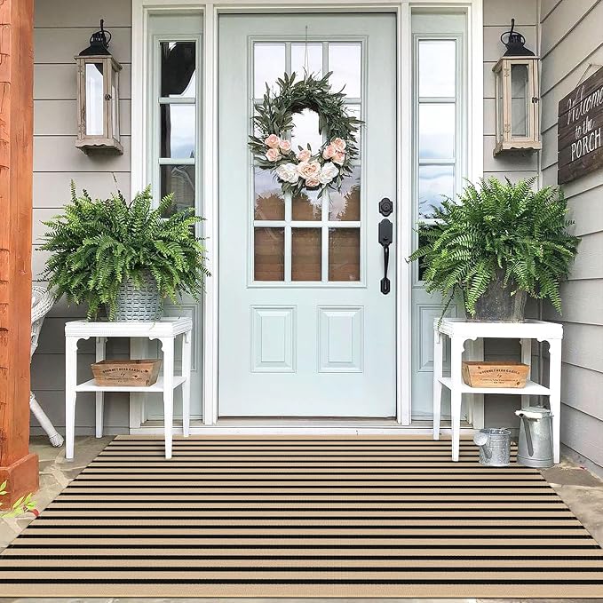 IOHOUZE Striped Area Rug 4'x6' Front Door Rugs Washable Area Rug by iOhouze
