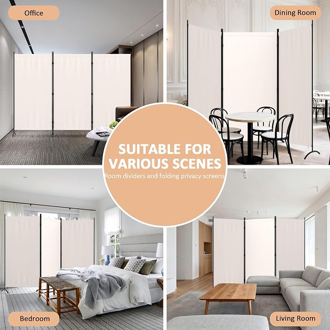 3 Panel Room Divider 6 Ft Folding Screen Room Dividers - Image 5