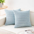 Pack of 2 Corduroy Decorative Throw Pillow Covers 16x16 Inch Soft Striped by Unknown