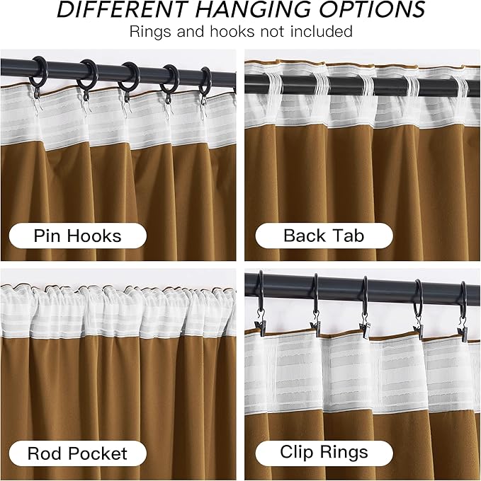 RYB HOME Gold Brown Velvet Curtains 84 inches - Image 4