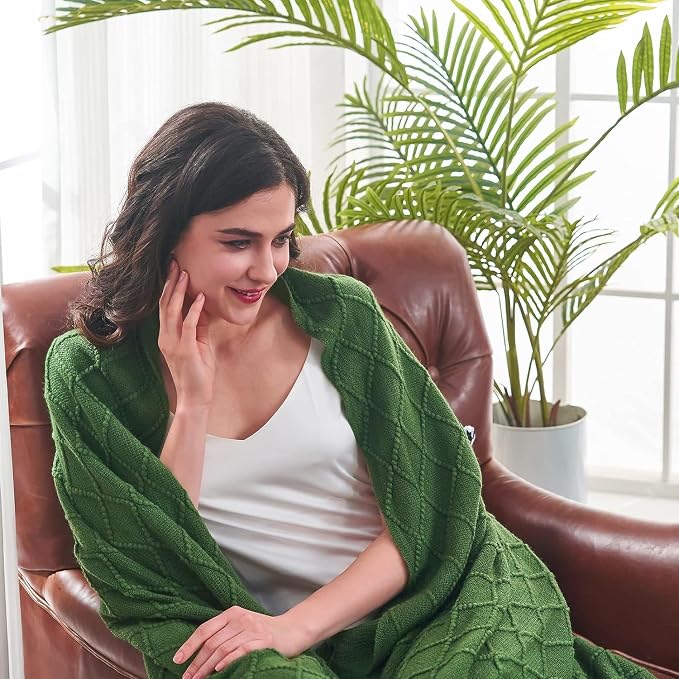 inhand Green Knitted Throw Blanket - Image 2