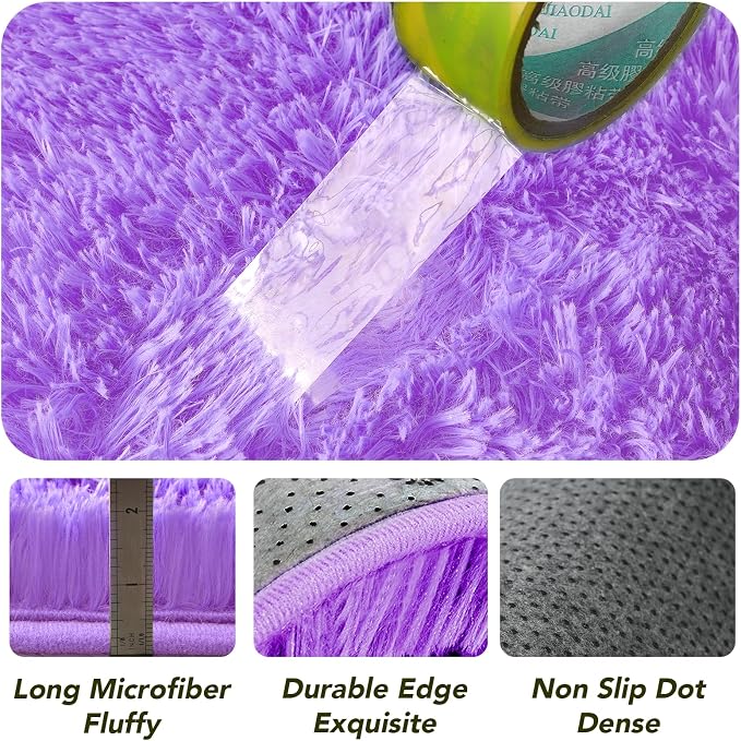 CAIYUECS Purple Round Fluffy Rug - Image 6