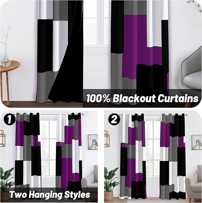 Tyrot Purple 100% Blackout Curtains - Image 2