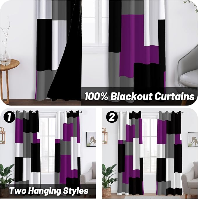 Tyrot Purple 100% Blackout Curtains - Image 2