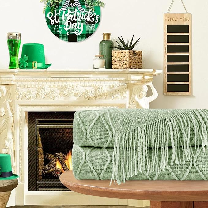 inhand Basil Green Knitted Throw Blanket - Image 8
