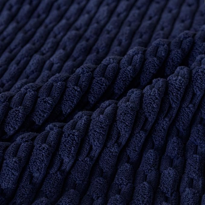 Set of 4 Navy Blue Decorative Throw Pillow Covers 18x18 Inch Corduroy Pillow - Image 5