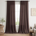 Coffee Brown Linen Curtains for Living Room 105 Inches Long Light Filtering by Nanspring