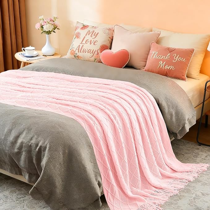 inhand Pink Knitted Throw Blanket - Image 9