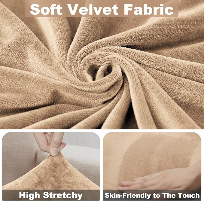 NAISI Sectional Couch Cover 1 Piece Velvet Separate Chaise Lounge Cover Soft - Image 3