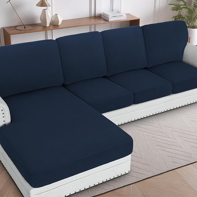 H.VERSAILTEX Sectional Couch Covers 1 Piece Chaise Slipcover L Shape Separate by HVERSAILTEX