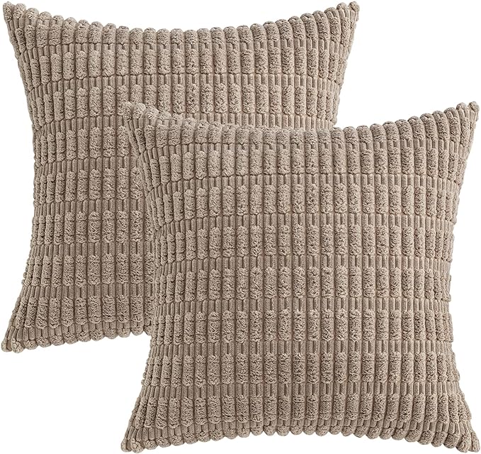 MIULEE Pack of 2 Corduroy Decorative Euro Sham Throw Pillow Covers 22x22 Inch - Image 6
