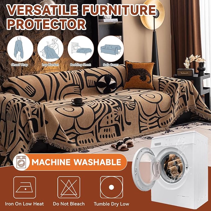VClife Boho Sofa Cover Pet Sectional Couch Covers, Anti Slip Chenille Sofa - Image 3
