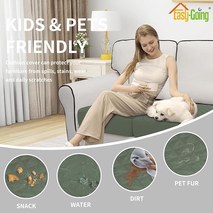 Easy-Going Waterproof Couch Cushion Covers, Non-Slip Leakproof Sofa Seat - Image 5