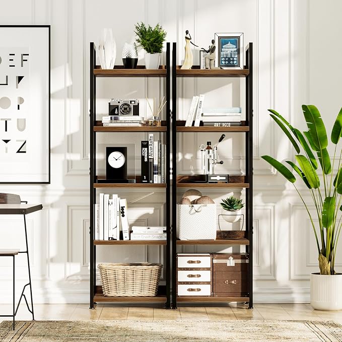 NUMENN Narrow Bookshelf, 5 Tier Bookshelves, Home Office Bookcase Shelf Storage - Image 4